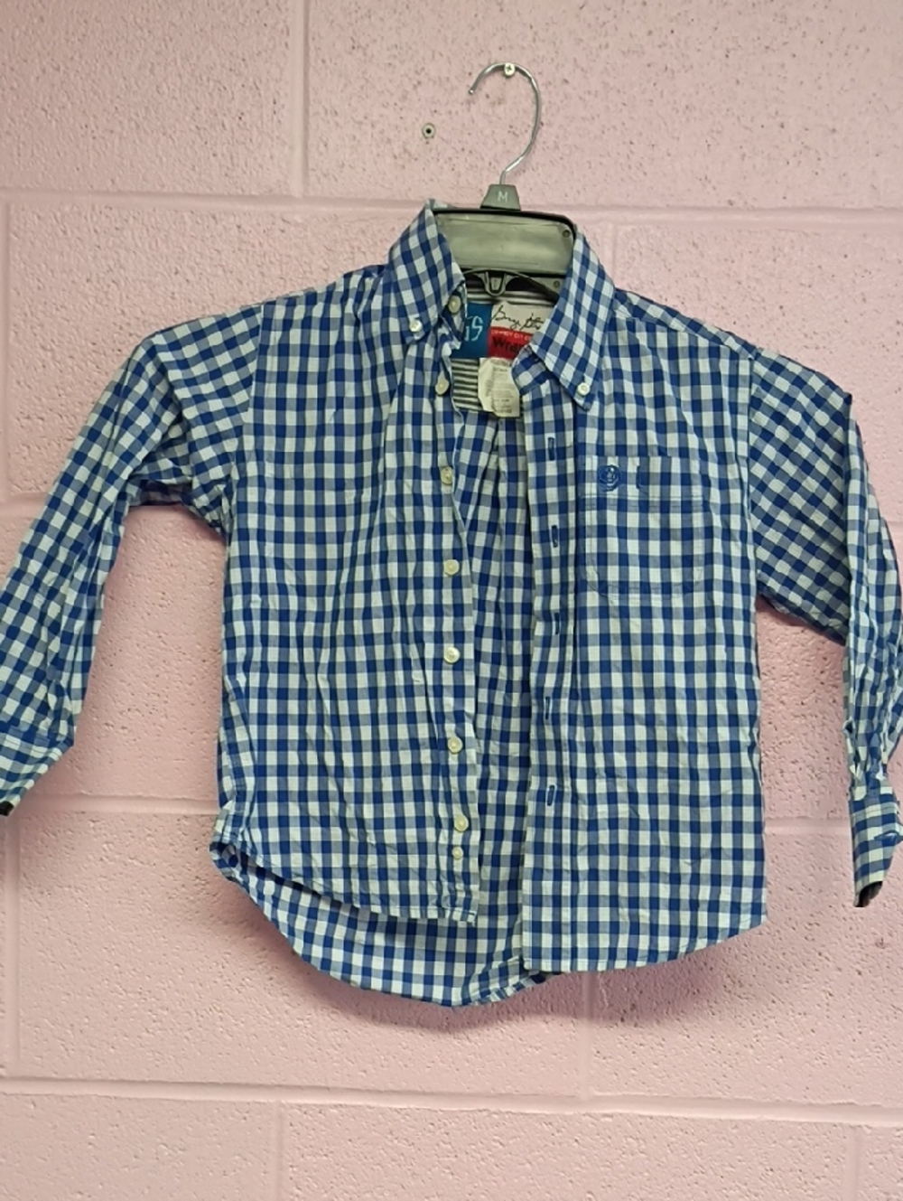 Wrangler Blue and White Gingham Button-Down Shirt George Straight Edition